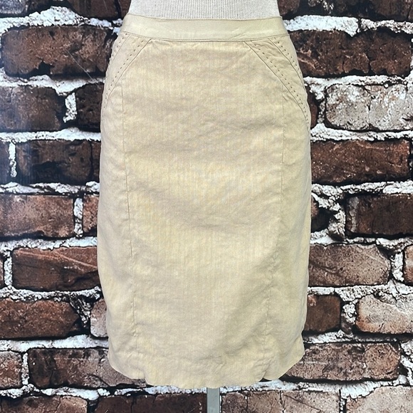Rebecca Taylor Pencil Skirt Linen Tan Size 0 - Picture 3 of 13